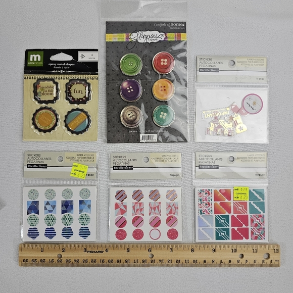 Lot Of Scrapbooking/Planner Accessories - Stickers Epoxy Shapes Button Brads - Picture 12 of 15